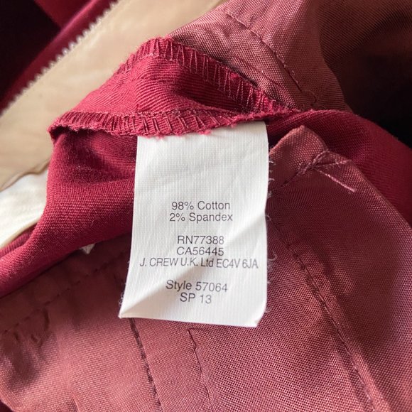 NWOT maroon J crew Cafe Capri pants size 0 - Picture 14 of 14